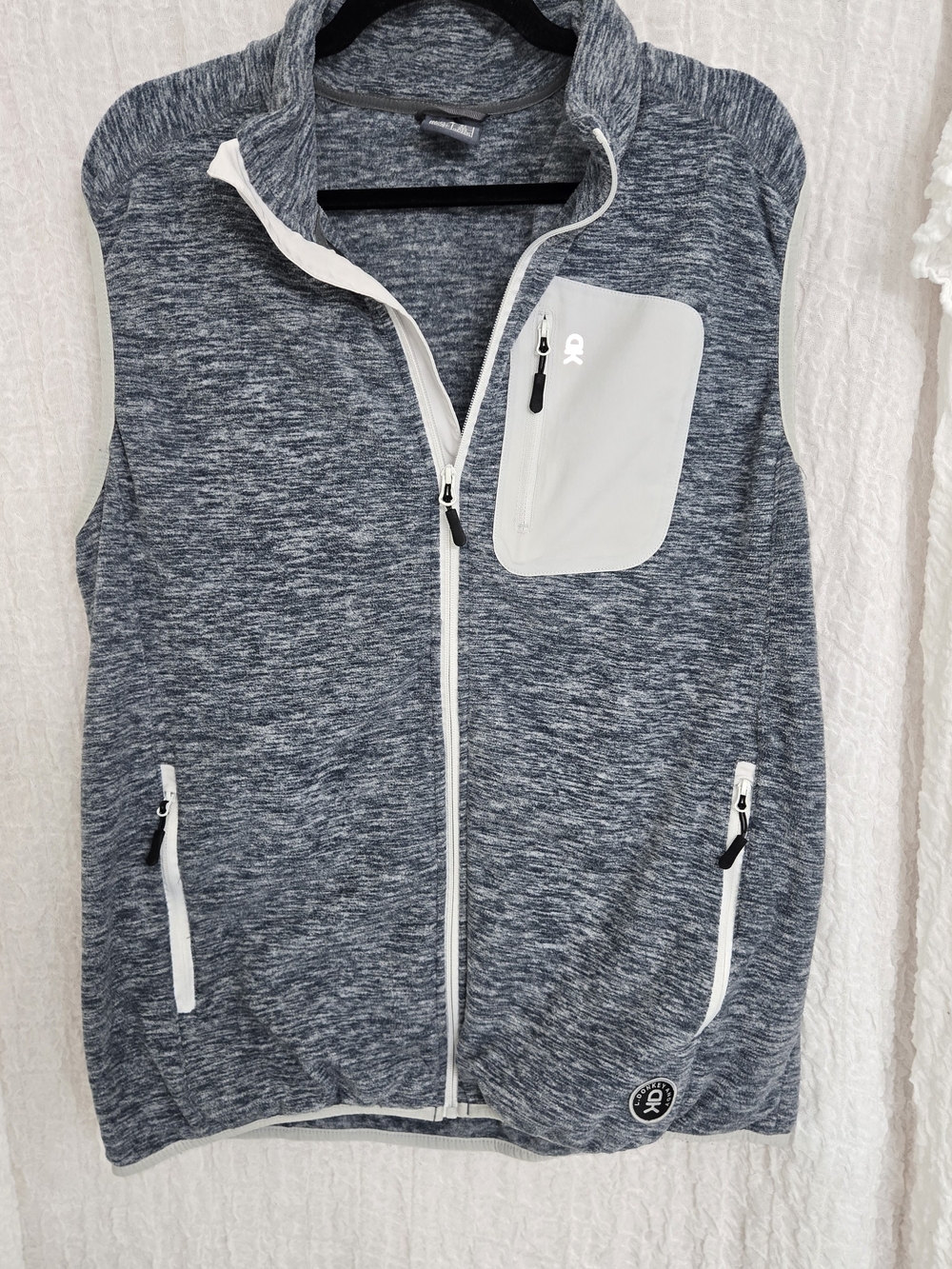Little Donkey Andy Running Heathered Grey Performance Vest with White Trim